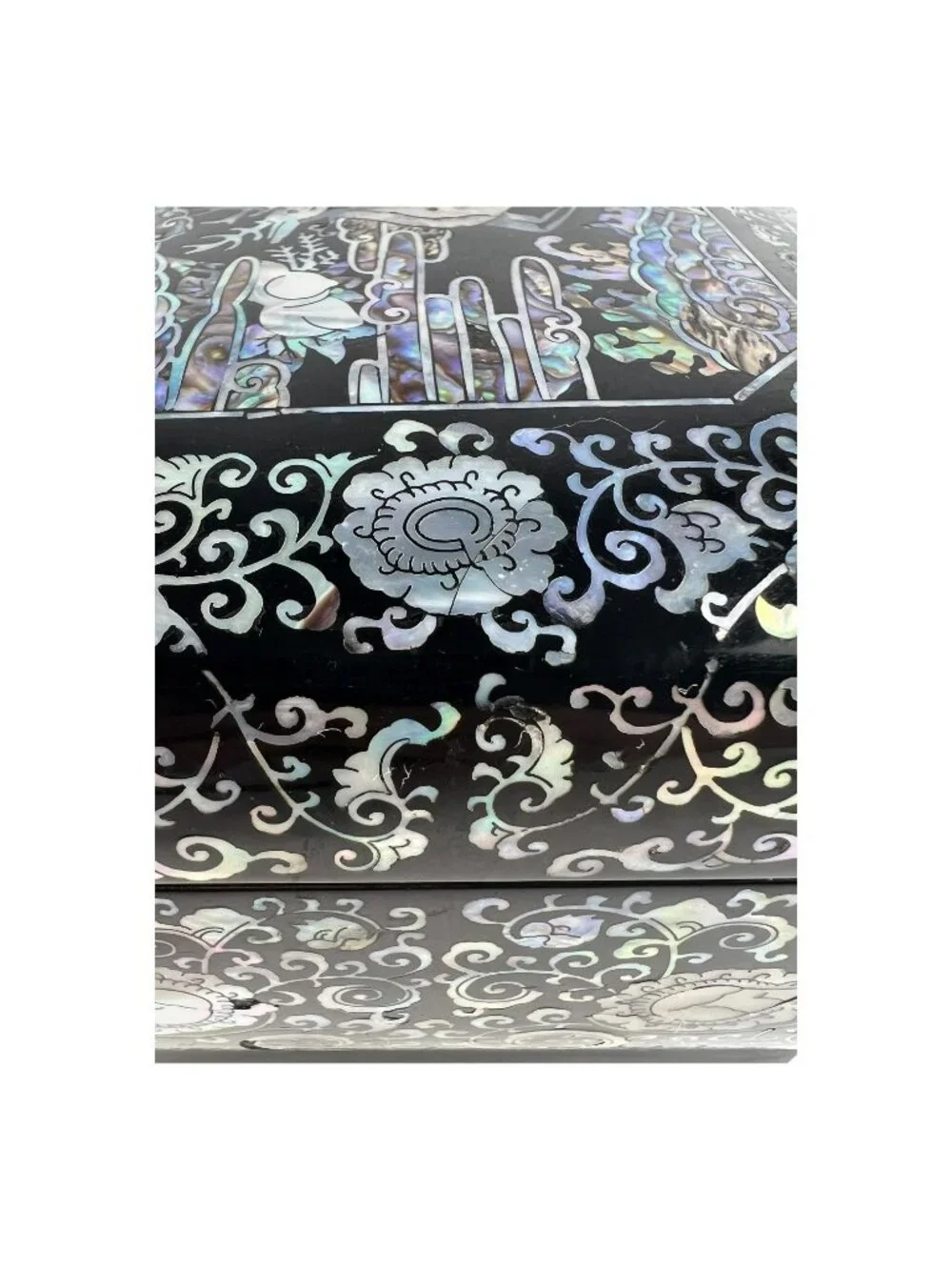 Vintage Abalone Inlay Jewelry Box, Deer Motif Keepsake Chest, Wedding Gift Decor